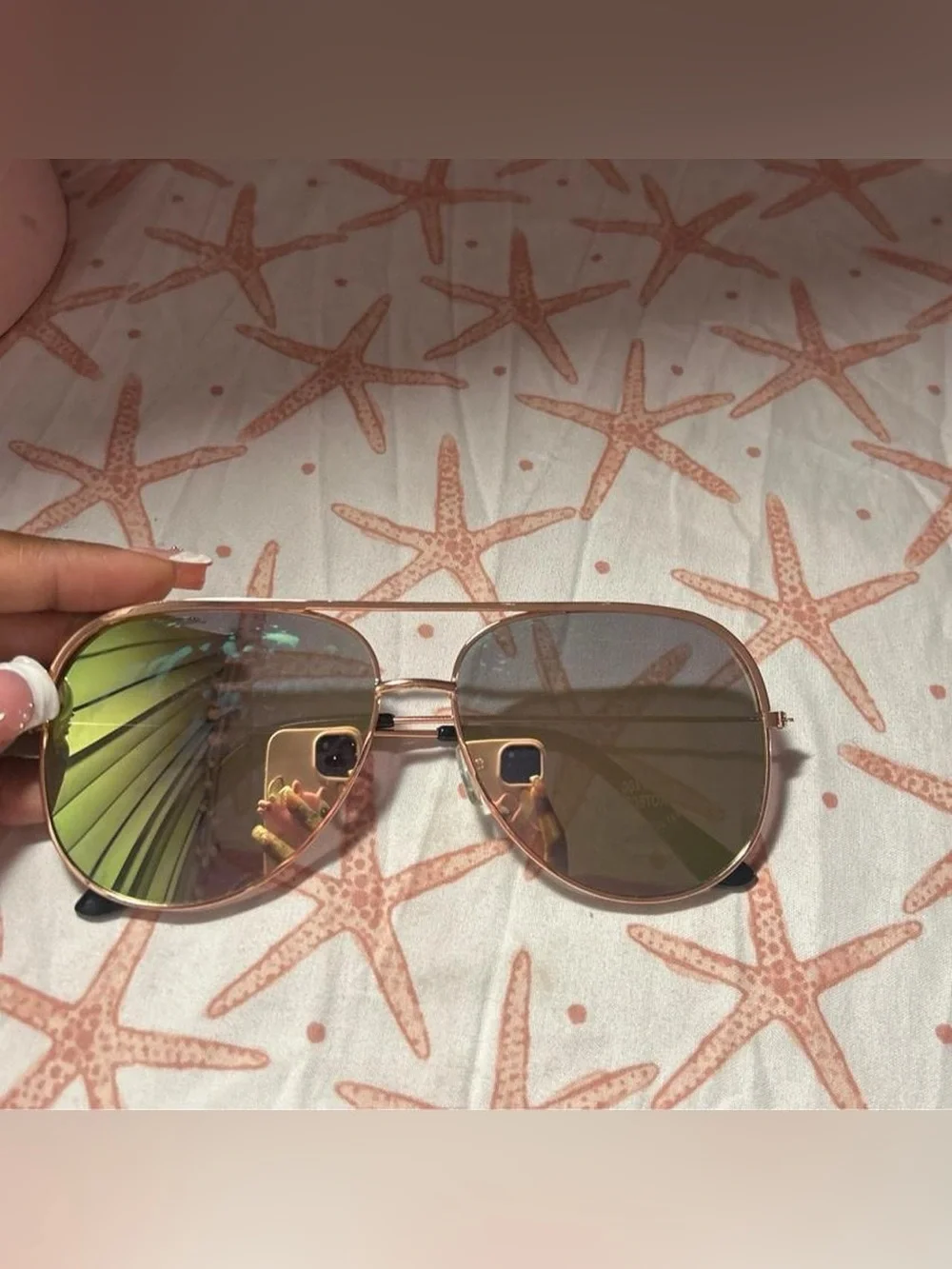 Gold Frame Aviator Sunglasses with Green Mirrored Lenses